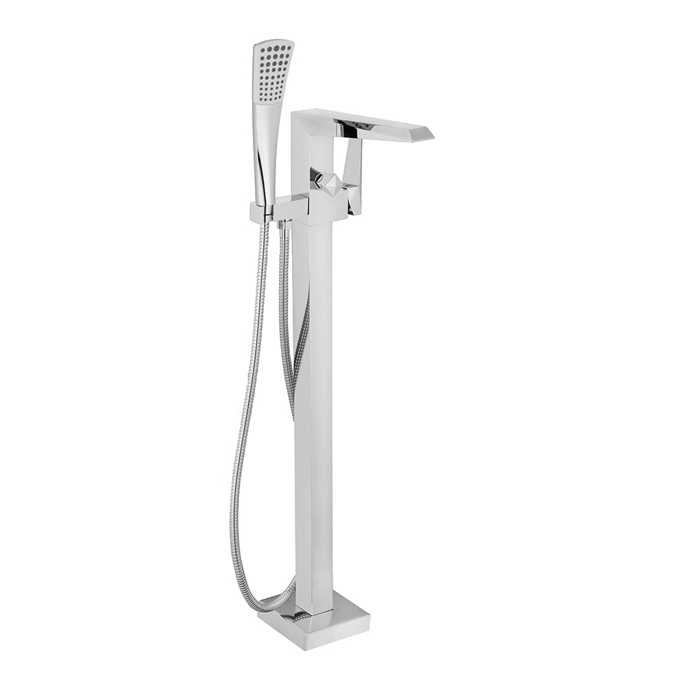 Freestanding Polished Chrome Bathtub Faucet with Showerhead H-100-TFMSHCH image