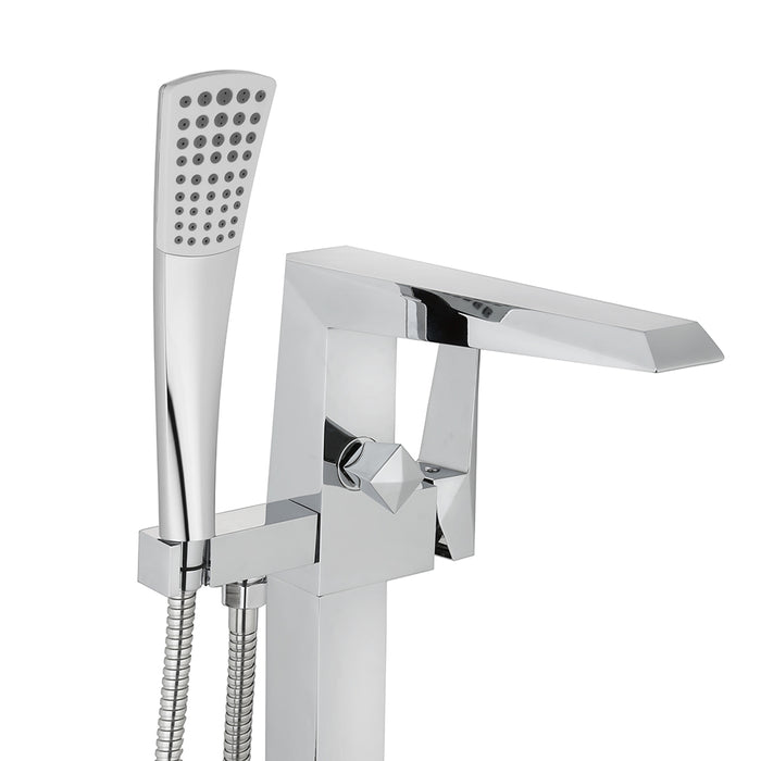 Freestanding Polished Chrome Bathtub Faucet with Showerhead H-100-TFMSHCH
