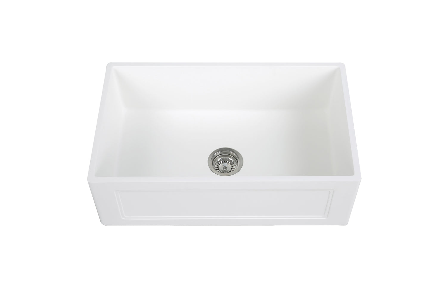 30'' Streamline K-1830-KS-30ART Reversible Solid Surface Resin Kitchen Sink With Stainless Steel Grid and Strainer Image