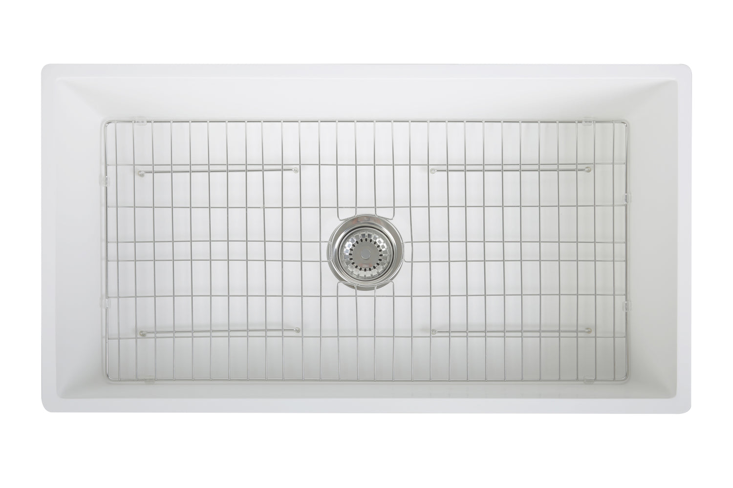 33'' Streamline K-1833-KS-33ART Reversible Solid Surface Resin Kitchen Sink With Stainless Steel Grid and Strainer Image