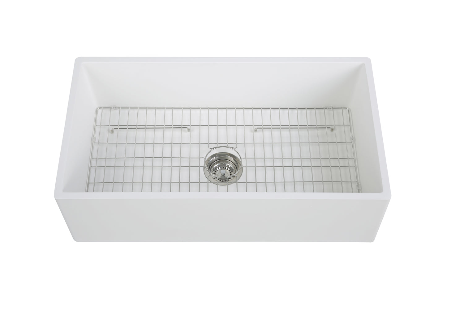 33'' Streamline K-1833-KS-33ART Reversible Solid Surface Resin Kitchen Sink With Stainless Steel Grid and Strainer Image