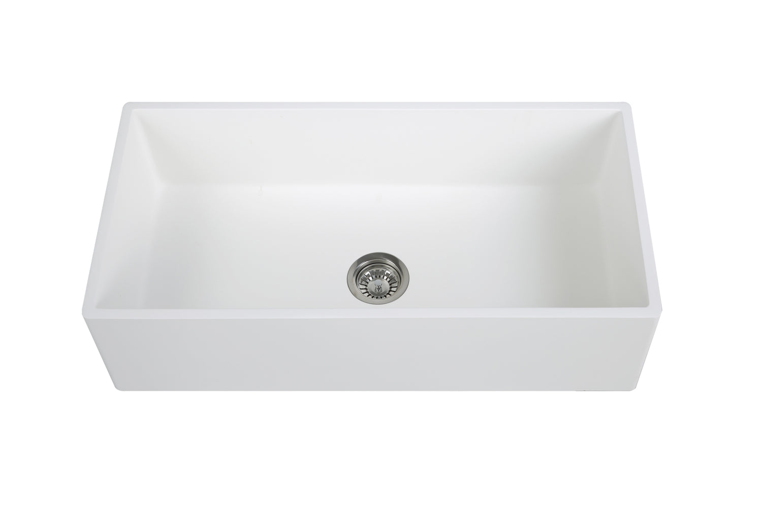 36'' Streamline K-1836-KS-36ART Reversible Solid Surface Resin Kitchen Sink With Stainless Steel Grid and Strainer Image