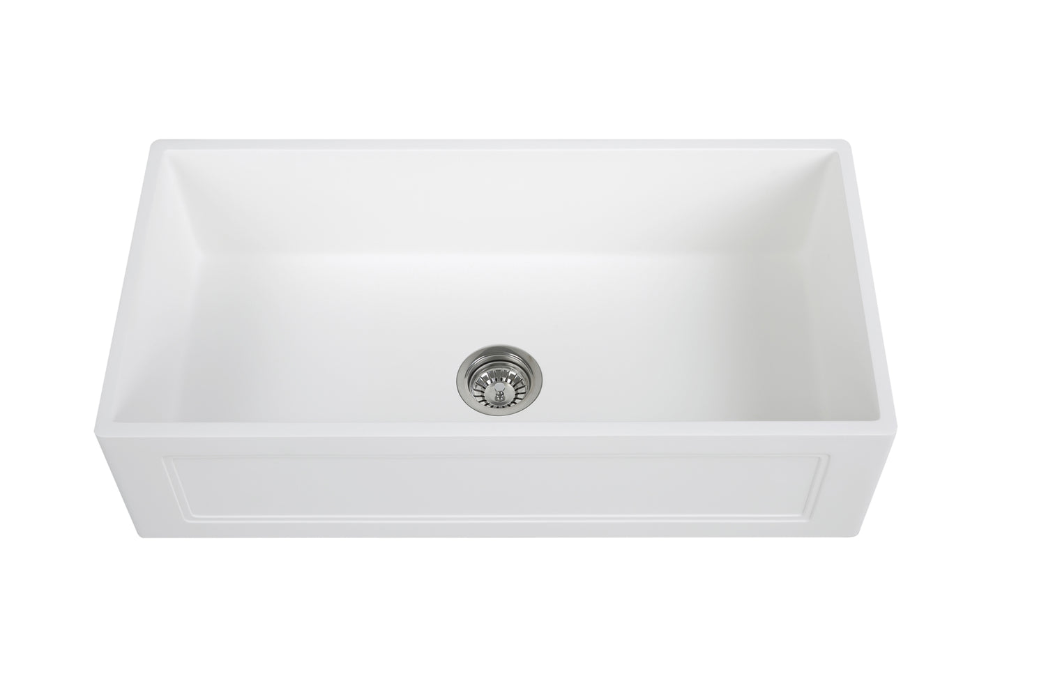 36'' Streamline K-1836-KS-36 Reversible Solid Surface Resin Kitchen Sink With Stainless Steel Grid and Strainer Image