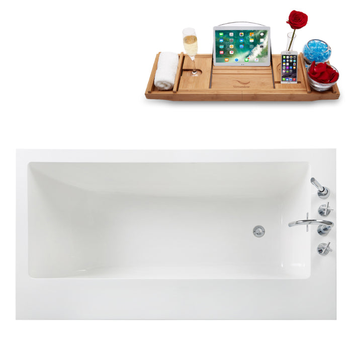 67'' Solid Surface Resin K-2088-67FSWHSS-DM Soaking Freestanding Tub and Tray with Internal Drain