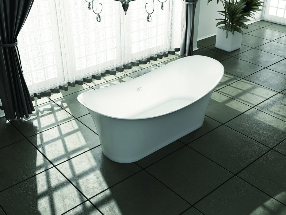 67" Solid Surface Resin K-88-70FSWHSS-FM Soaking Freestanding Tub and Tray with Internal Drain