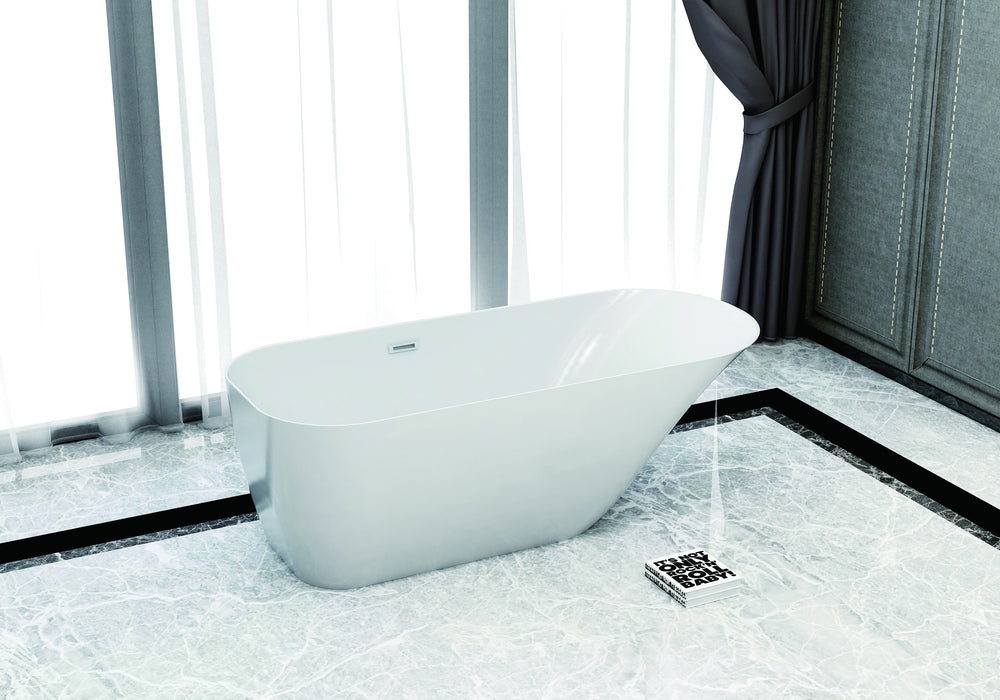 67" Solid Surface Resin K-93-70FSWHSS-FM Soaking Freestanding Tub and Tray with Internal Drain