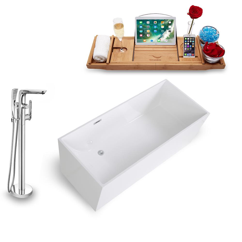 Tub, Faucet, and Tray Set Streamline 67'' Freestanding KH1006-120 Image