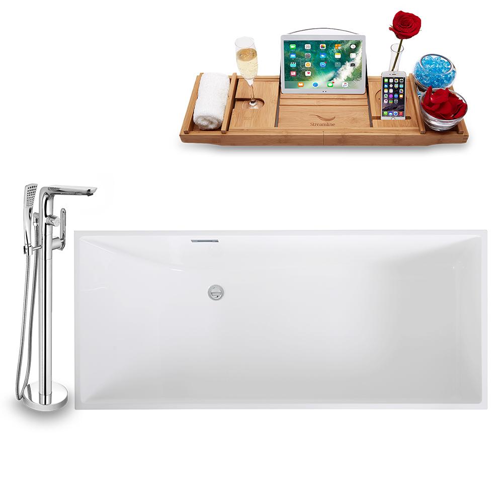 Tub, Faucet, and Tray Set Streamline 67'' Freestanding KH1006-120 Image