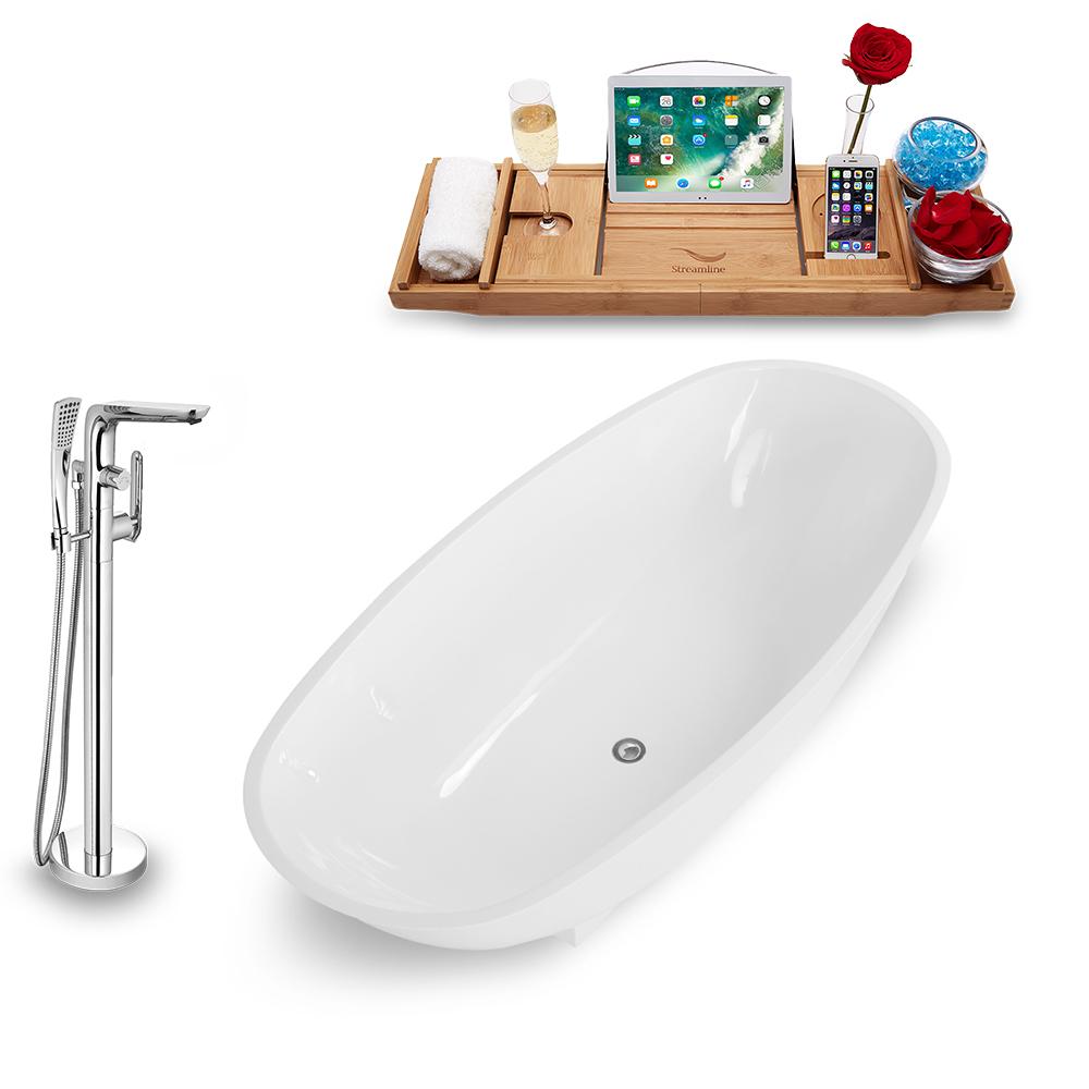 Tub, Faucet, and Tray Set Streamline 68'' Freestanding KH1009-120 Image