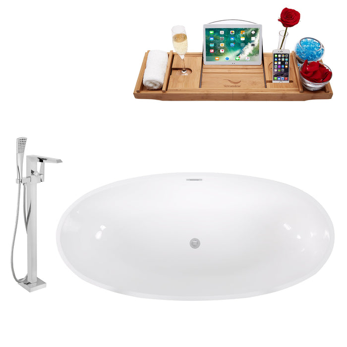 Tub, Faucet and Tray Set Streamline 67" Freestanding KH70-100