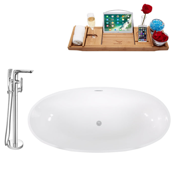 Tub, Faucet and Tray Set Streamline 67" Freestanding KH70-120