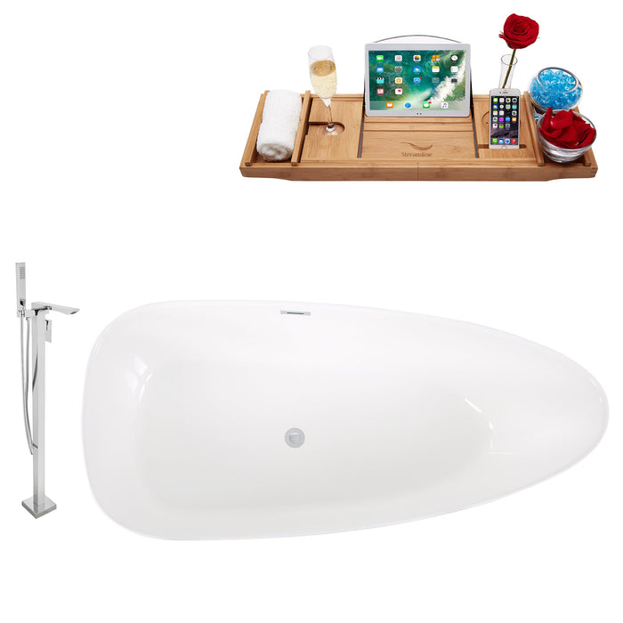 Tub, Faucet and Tray Set Streamline 67" Freestanding KH80-140