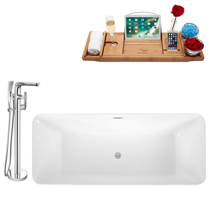 Tub, Faucet and Tray Set Streamline 67" Freestanding KH81-120
