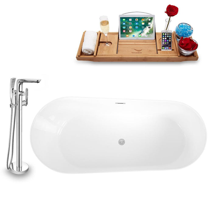 Tub, Faucet, and Tray Set Streamline 59'' Freestanding KH892-120