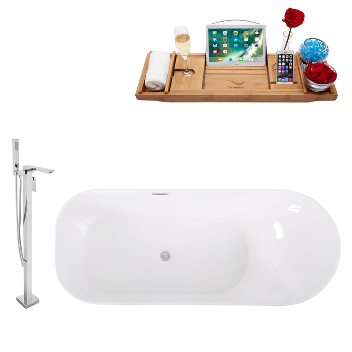 Tub, Faucet and Tray Set Streamline 67" Freestanding KH93-140