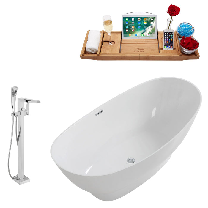 Tub, Faucet and Tray Set Streamline 63" Freestanding KH96-100