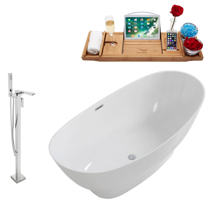 Tub, Faucet and Tray Set Streamline 63" Freestanding KH96-140
