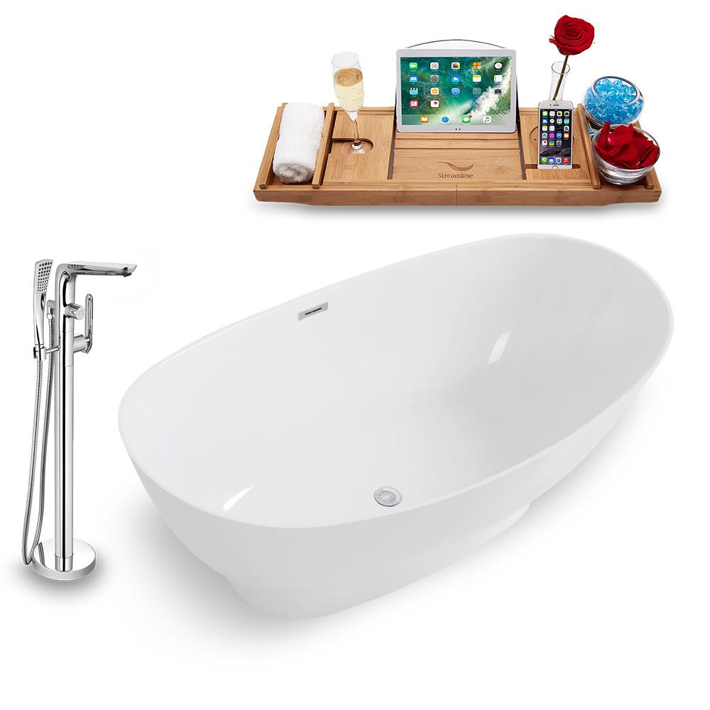 Tub, Faucet, and Tray Set Streamline 67'' Freestanding KH962-120 Image