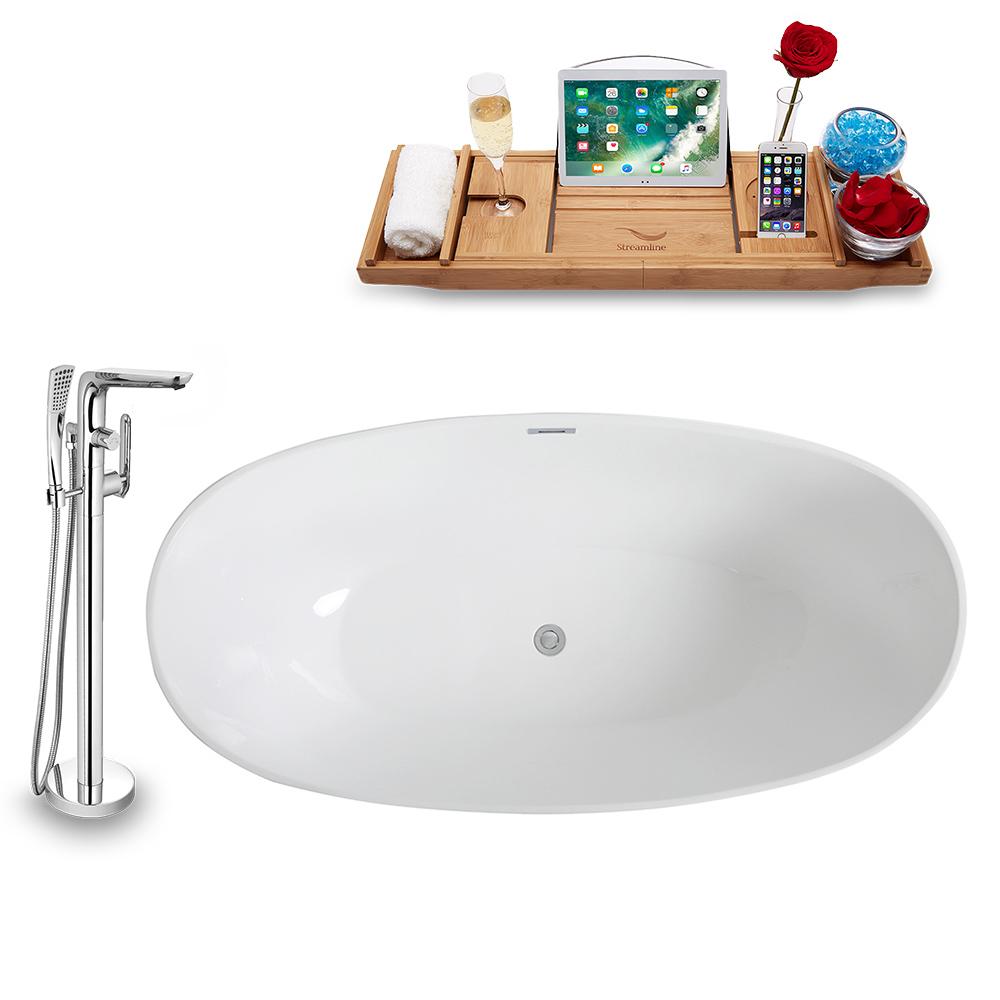 Tub, Faucet, and Tray Set Streamline 67'' Freestanding KH962-120 Image