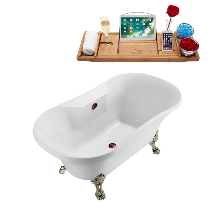 60" Streamline N100BNK-ORB Soaking Clawfoot Tub and Tray With External Drain