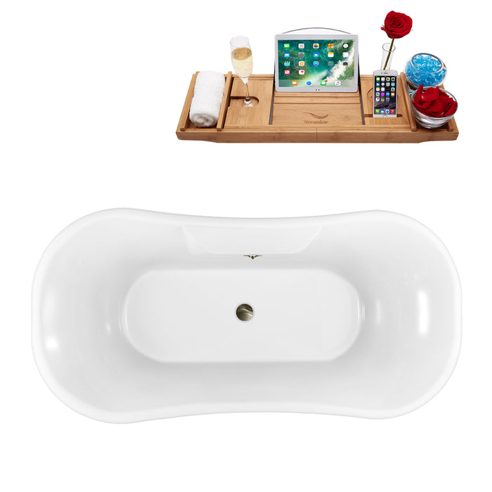 68" Streamline N103BNK-BNK Clawfoot Tub and Tray With External Drain