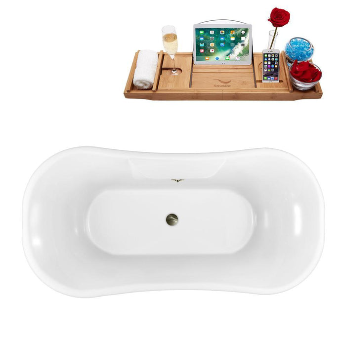 68" Streamline N103CH-BNK Clawfoot Tub and Tray With External Drain