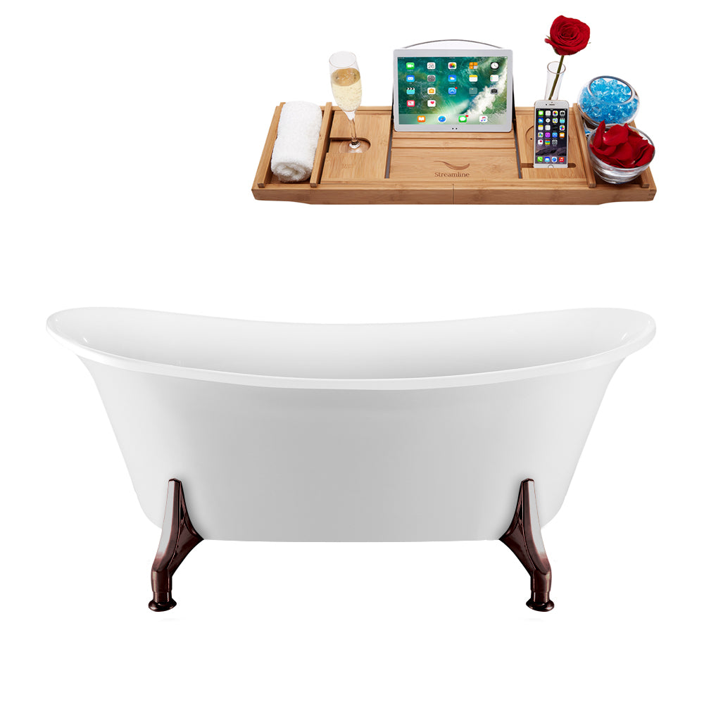 67" Streamline N1081ORB-IN-WH Clawfoot Tub and Tray With Internal Drain