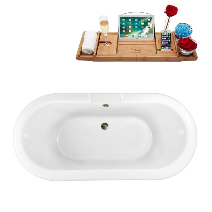 59" Streamline N1120CH-BNK Clawfoot Tub and Tray With External Drain