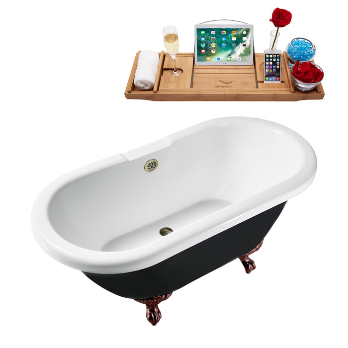 59" Streamline N1120ORB-BNK Clawfoot Tub and Tray With External Drain