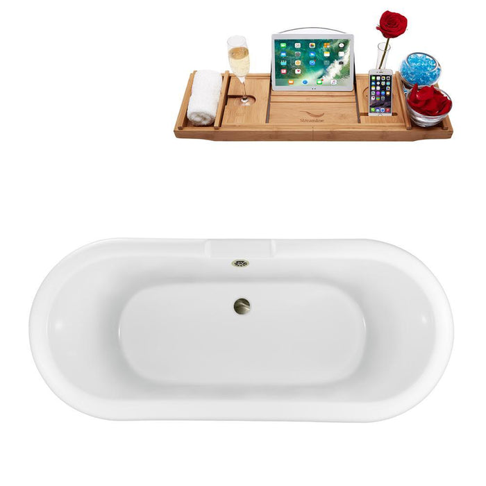67" Streamline N1121BL-BNK Clawfoot Tub and Tray With External Drain