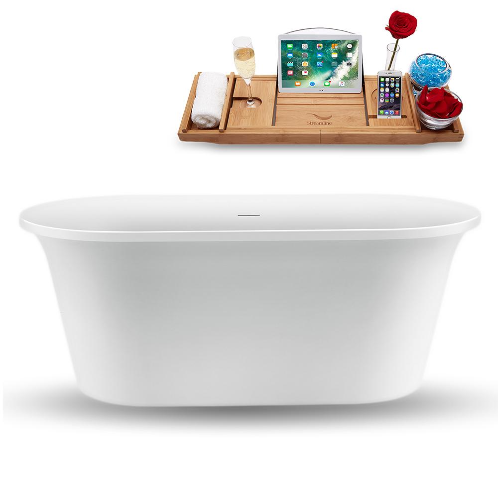 59" Streamline N1560BNK Freestanding Tub and Tray with Internal Drain