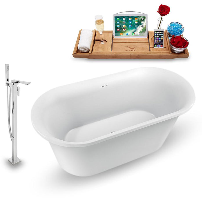 59" Streamline N1560CH-140 Freestanding Tub and Tray with Internal Drain