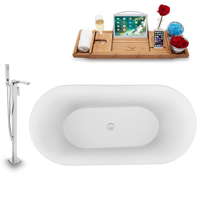59" Streamline N1560CH-140 Freestanding Tub and Tray with Internal Drain