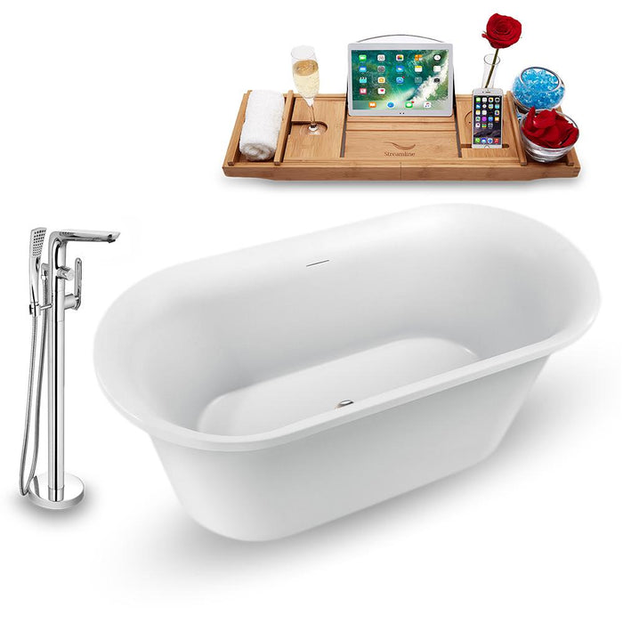 59" Streamline N1560ROB-120 Freestanding Tub and Tray with Internal Drain