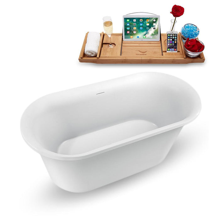 59" Streamline N1560WH Freestanding Tub and Tray with Internal Drain