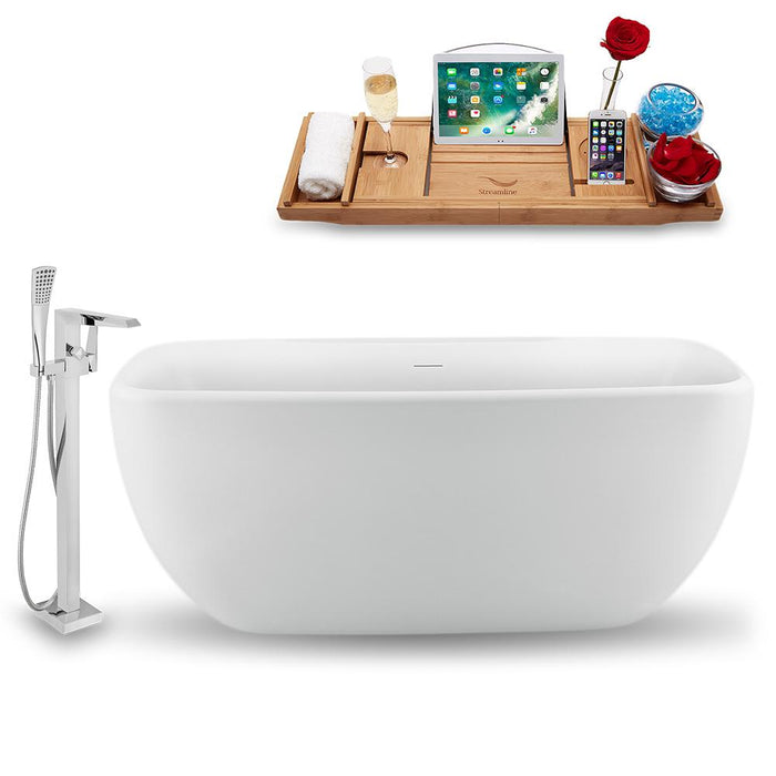 59" Streamline N1620CH-100 Freestanding Tub and Tray with Internal Drain
