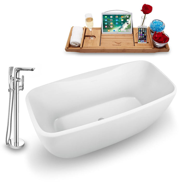 59" Streamline N1620CH-120 Freestanding Tub and Tray with Internal Drain