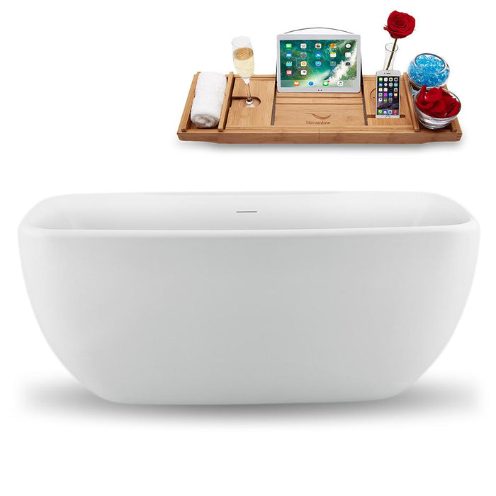 59" Streamline N1620WH Freestanding Tub and Tray with Internal Drain