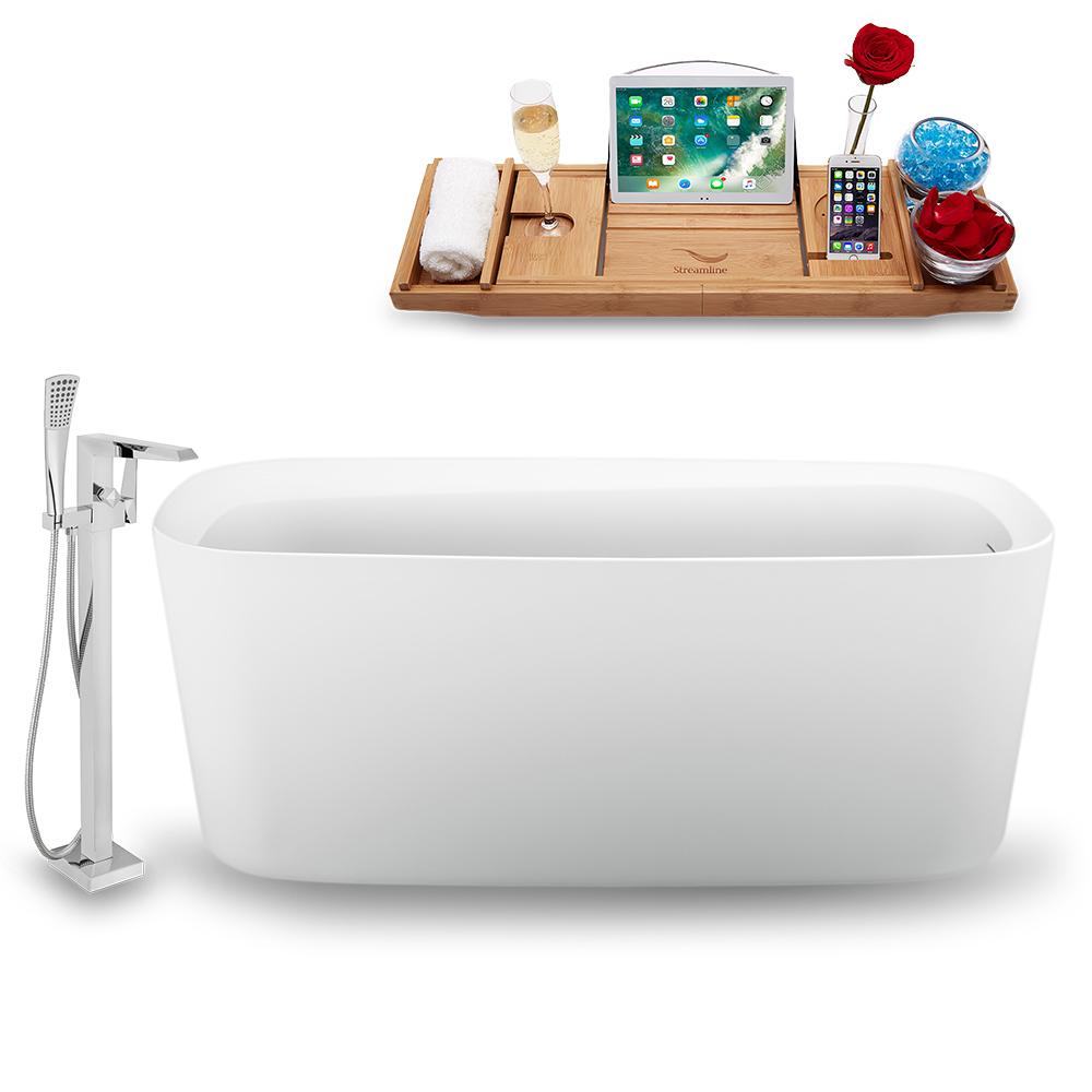 59" Streamline N1640BL-100 Freestanding Tub and Tray with Internal Drain