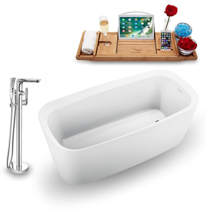 59" Streamline N1640BL-120 Freestanding Tub and Tray with Internal Drain