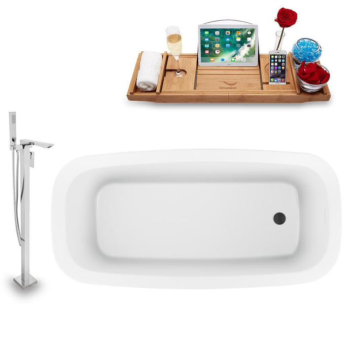 59" Streamline N1640BL-140 Freestanding Tub and Tray with Internal Drain