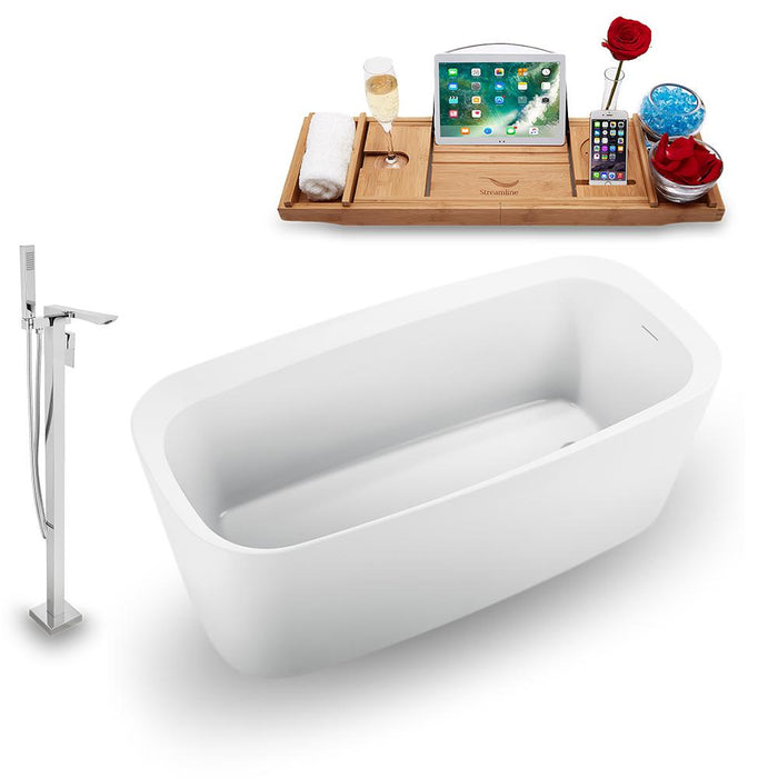 59" Streamline N1640CH-140 Freestanding Tub and Tray with Internal Drain