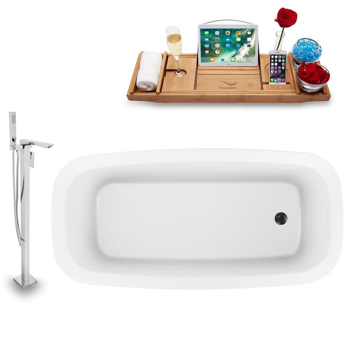 59" Streamline N1640ROB-140 Freestanding Tub and Tray with Internal Drain