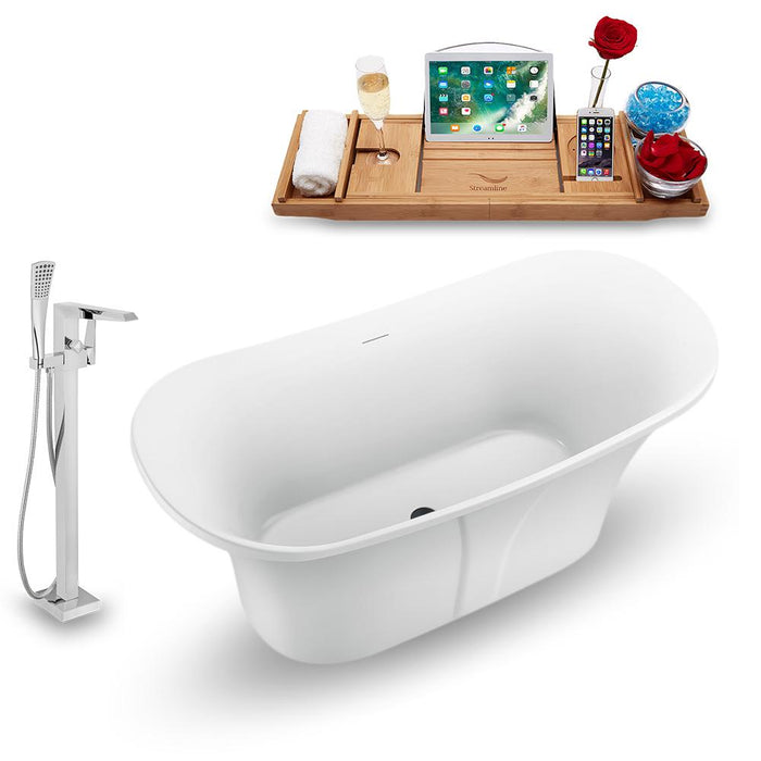 59" Streamline N1660BL-100 Freestanding Tub and Tray with Internal Drain