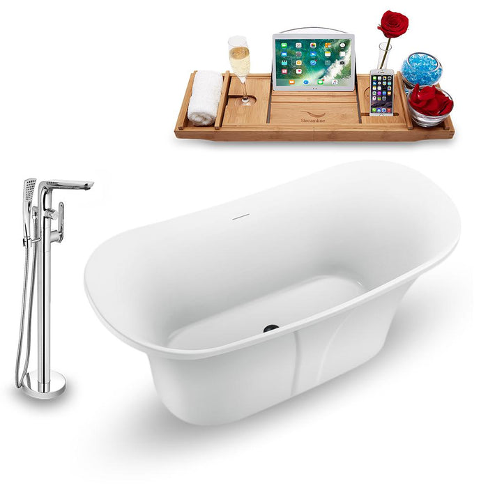 59" Streamline N1660ROB-120 Freestanding Tub and Tray with Internal Drain