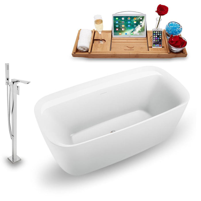 59" Streamline N1700BNK-140 Freestanding Tub and Tray with Internal Drain