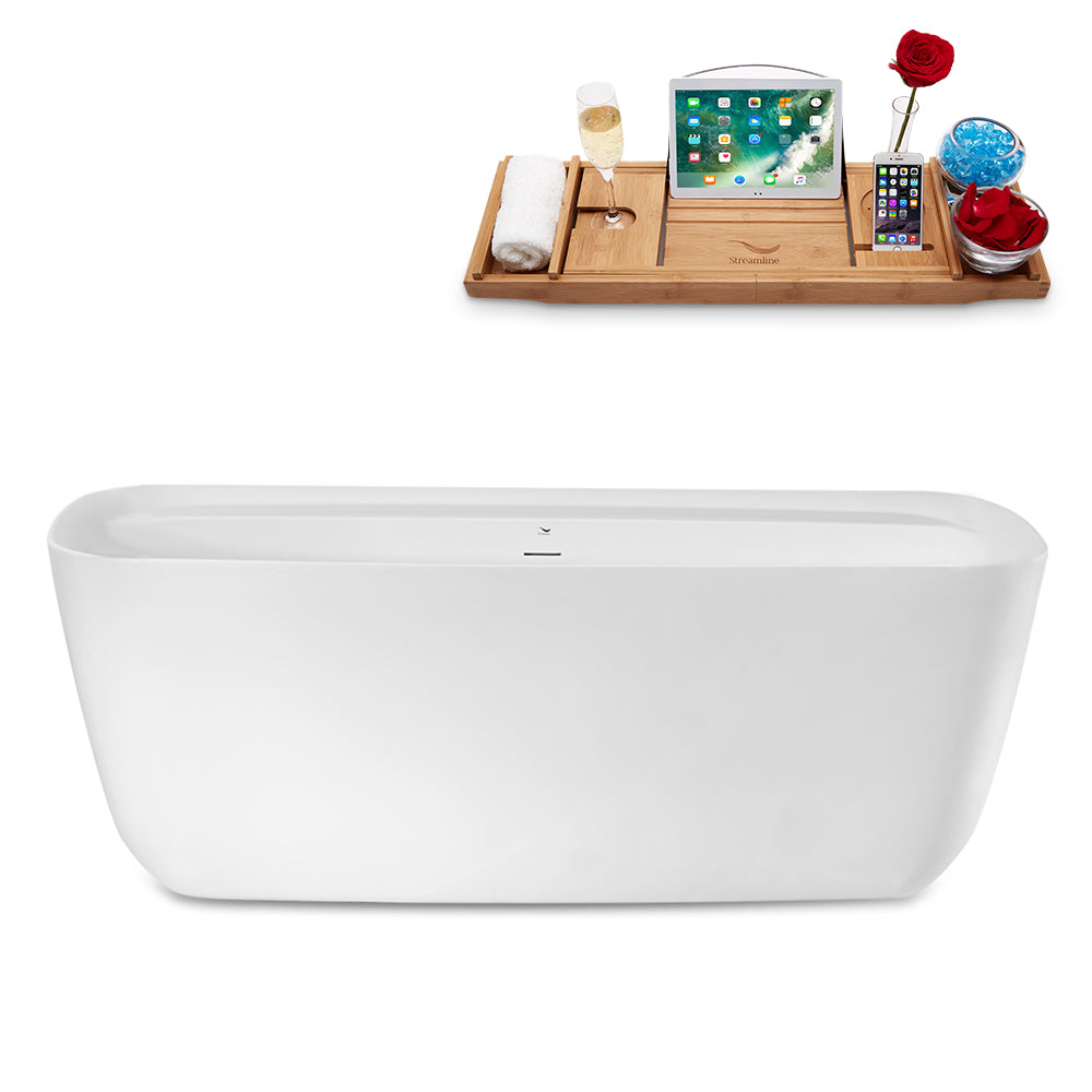 67" Streamline N1701BNK Freestanding Tub and Tray With Internal Drain