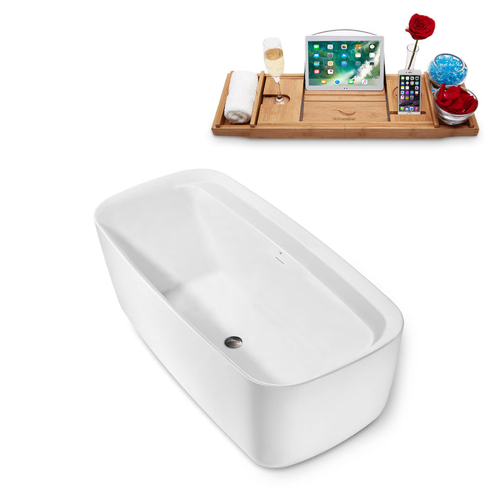 67" Streamline N1701BNK Freestanding Tub and Tray With Internal Drain