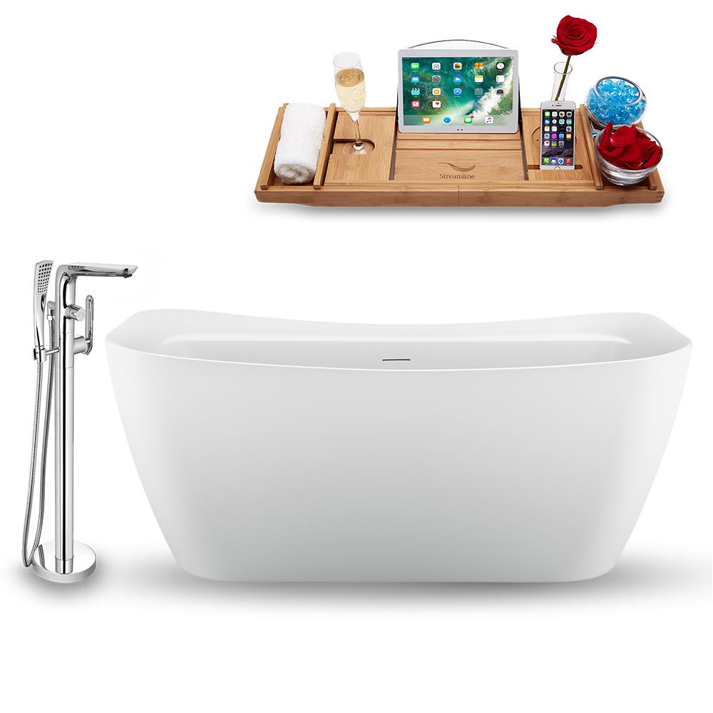 59" Streamline N1720BNK-120 Freestanding Tub and Tray with Internal Drain
