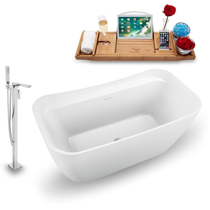 59" Streamline N1720CH-140 Freestanding Tub and Tray with Internal Drain